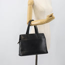 LOEWE Hand Bag Leather Black Silver Auth ka4565A-25
