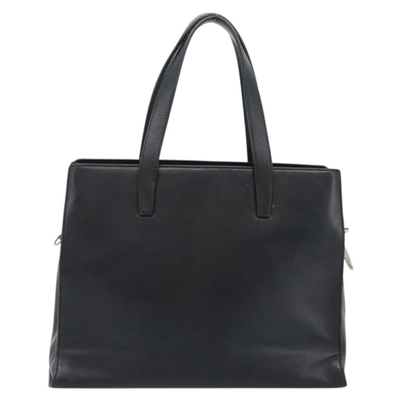 LOEWE Hand Bag Leather Black Silver Auth ka4565A
