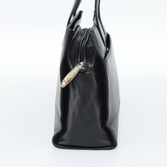 LOEWE Hand Bag Leather Black Silver Auth ka4565A