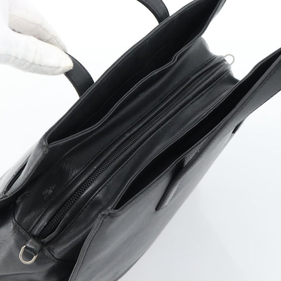 LOEWE Hand Bag Leather Black Silver Auth ka4565A