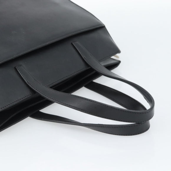 LOEWE Hand Bag Leather Black Silver Auth ka4565A