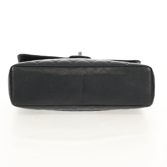 CHANEL Matelasse 30 Chain Shoulder Bag Caviar Skin Black Silver CC Auth ka456V
