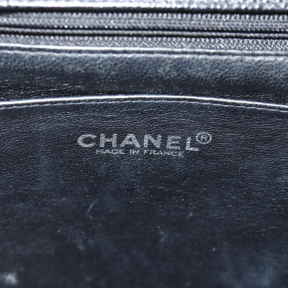 CHANEL Matelasse 30 Chain Shoulder Bag Caviar Skin Black Silver CC Auth ka456V