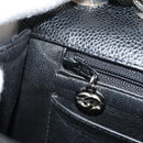 CHANEL Matelasse 30 Chain Shoulder Bag Caviar Skin Black Silver CC Auth ka456V-25