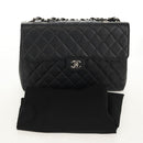 CHANEL Matelasse 30 Chain Shoulder Bag Caviar Skin Black Silver CC Auth ka456V-12