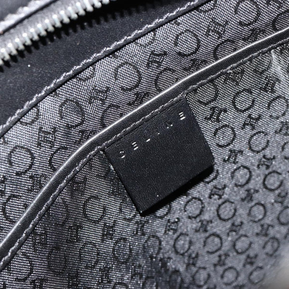 CELINE C Sulky Hand Bag Black Silver Auth ka4570