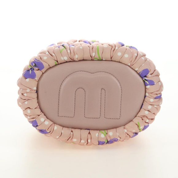 Miu Miu Shoulder Bag Canvas Leather Pink Gold Auth ka4573M