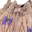 Miu Miu Shoulder Bag Canvas Leather Pink Gold Auth ka4573M-16