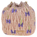 Miu Miu Shoulder Bag Canvas Leather Pink Gold Auth ka4573M-2