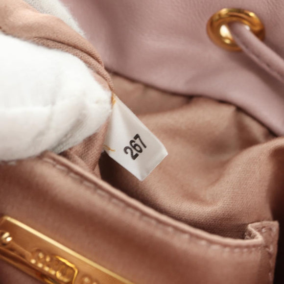 Miu Miu Shoulder Bag Canvas Leather Pink Gold Auth ka4573M