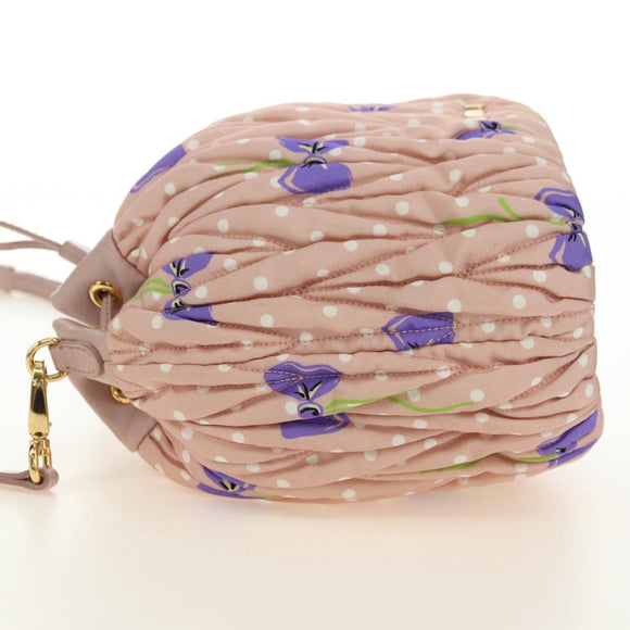 Miu Miu Shoulder Bag Canvas Leather Pink Gold Auth ka4573M