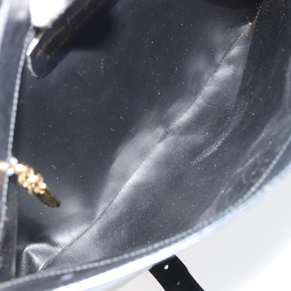 Salvatore Ferragamo Schoudertas Leer Zwart Goud Auth ka4575