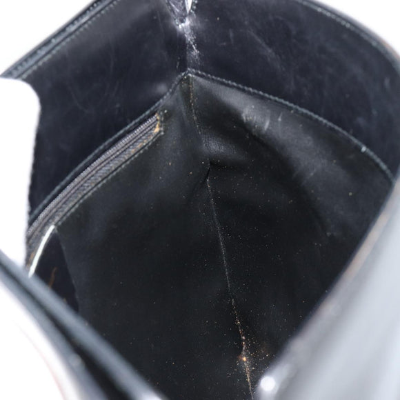 Salvatore Ferragamo Schoudertas Leer Zwart Goud Auth ka4575