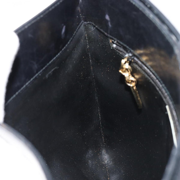Salvatore Ferragamo Schoudertas Leer Zwart Goud Auth ka4575