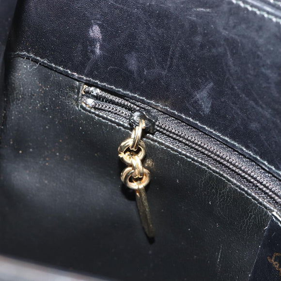 Salvatore Ferragamo Schoudertas Leer Zwart Goud Auth ka4575