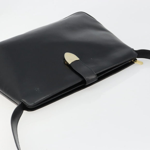 Salvatore Ferragamo Schoudertas Leer Zwart Goud Auth ka4575