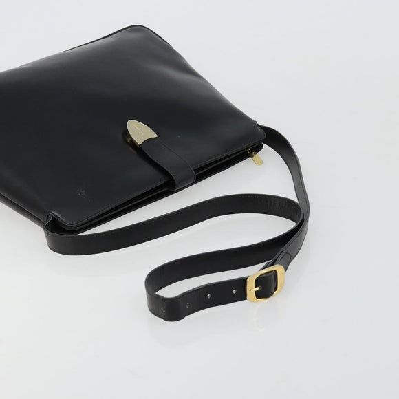 Salvatore Ferragamo Schoudertas Leer Zwart Goud Auth ka4575
