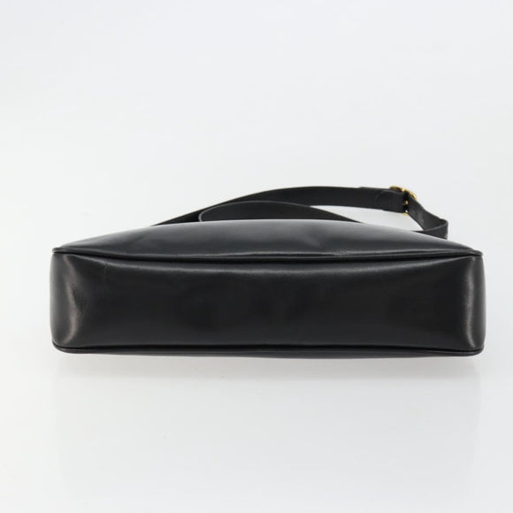 Salvatore Ferragamo Schoudertas Leer Zwart Goud Auth ka4575