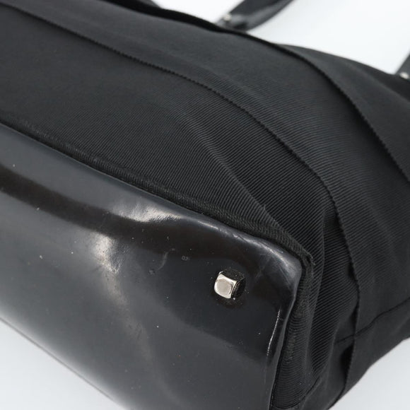 Salvatore Ferragamo Vala Handtasche Canvas Schwarz Silber Auth ka4576