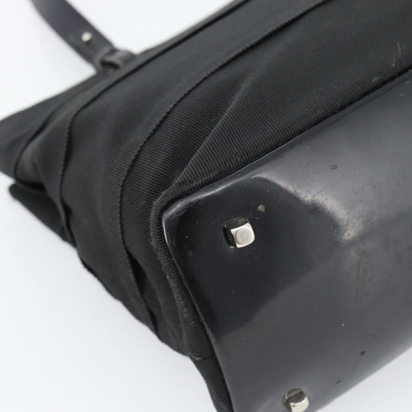 Salvatore Ferragamo Vala Handtasche Canvas Schwarz Silber Auth ka4576