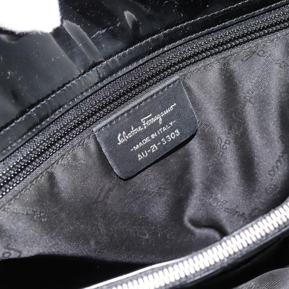 Salvatore Ferragamo Vala Handtasche Canvas Schwarz Silber Auth ka4576