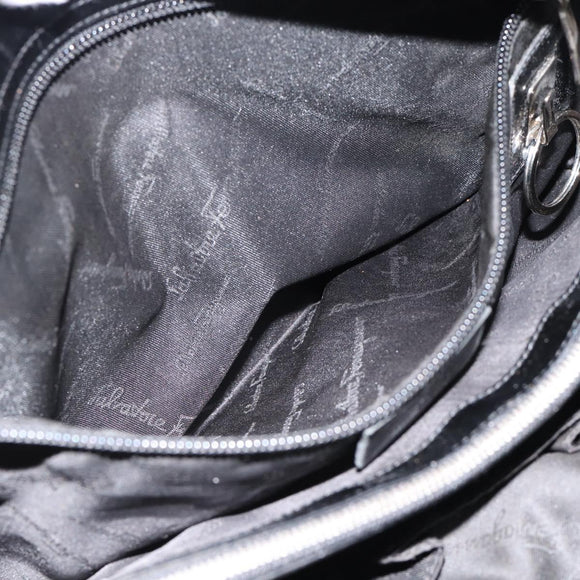 Salvatore Ferragamo Vala Handtasche Canvas Schwarz Silber Auth ka4576