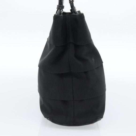 Salvatore Ferragamo Vala Handtasche Canvas Schwarz Silber Auth ka4576