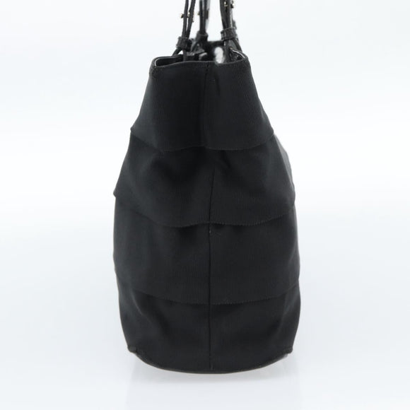 Salvatore Ferragamo Vala Handtasche Canvas Schwarz Silber Auth ka4576