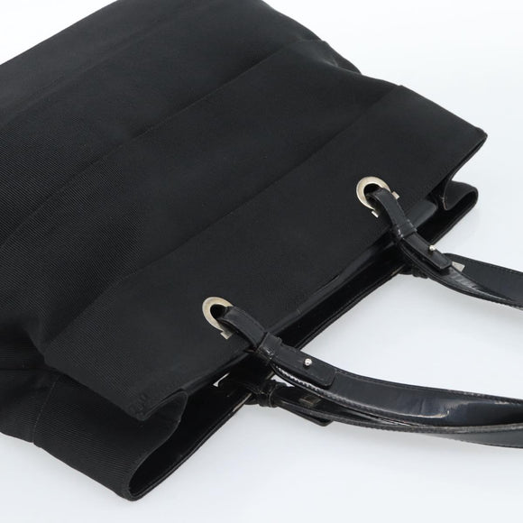 Salvatore Ferragamo Vala Handtasche Canvas Schwarz Silber Auth ka4576