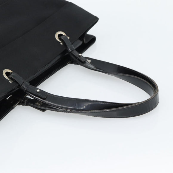 Salvatore Ferragamo Vala Handtasche Canvas Schwarz Silber Auth ka4576