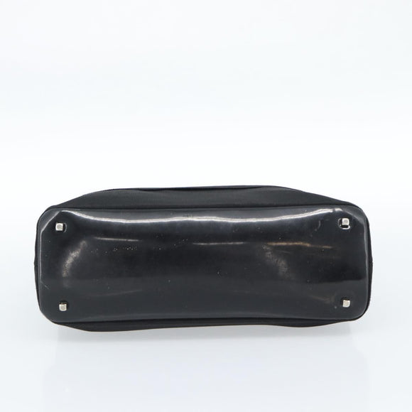 Salvatore Ferragamo Vala Handtasche Canvas Schwarz Silber Auth ka4576