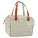 FENDI Zucchino Canvas Hand Bag PVC White Silver Auth ka4577A-1
