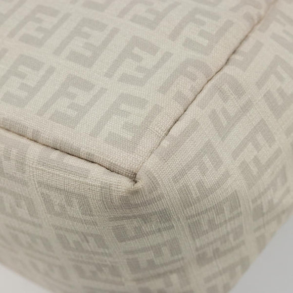 FENDI Zucchino Canvas Hand Bag PVC White Silver Auth ka4577A