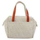 FENDI Zucchino Canvas Hand Bag PVC White Silver Auth ka4577A-13