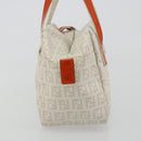 FENDI Zucchino Canvas Hand Bag PVC White Silver Auth ka4577A-3