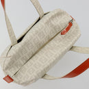 FENDI Zucchino Canvas Hand Bag PVC White Silver Auth ka4577A-6