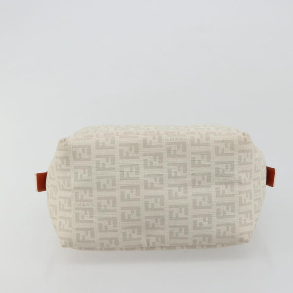 FENDI Zucchino Canvas Hand Bag PVC White Silver Auth ka4577A