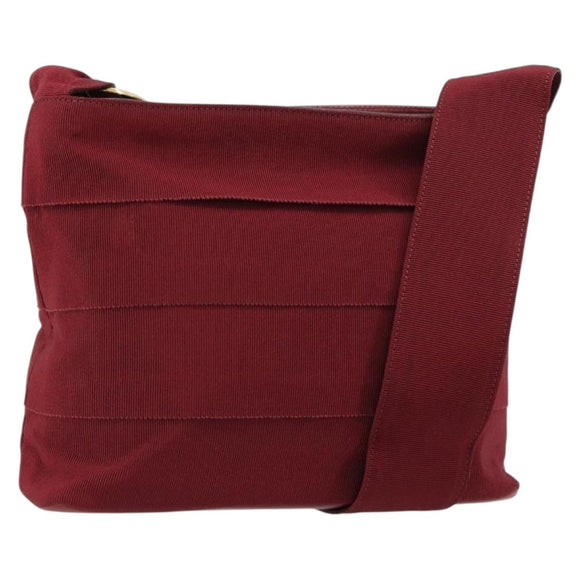 Salvatore Ferragamo Vala Shoulder Bag Canvas Leather Red Gold Auth ka4578A