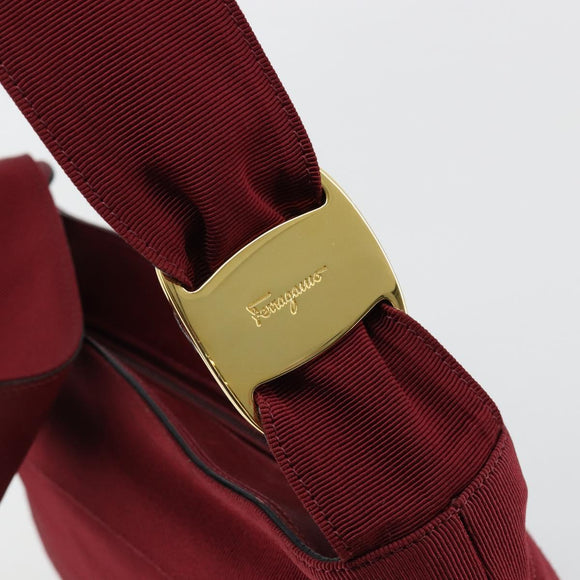 Salvatore Ferragamo Vala Shoulder Bag Canvas Leather Red Gold Auth ka4578A