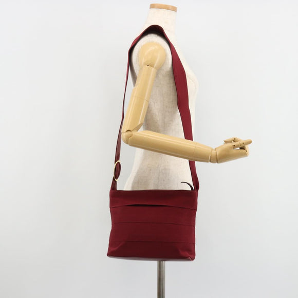 Salvatore Ferragamo Vala Shoulder Bag Canvas Leather Red Gold Auth ka4578A