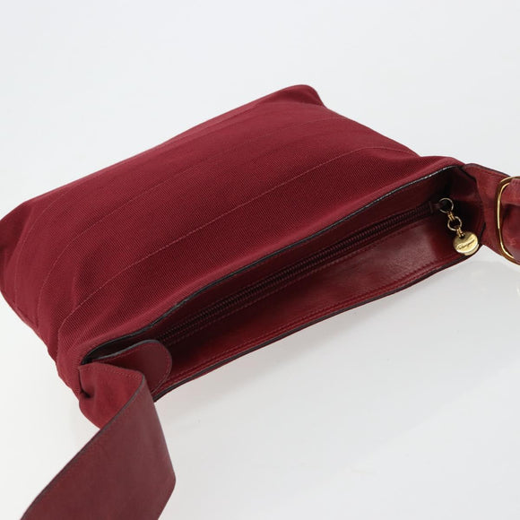 Salvatore Ferragamo Vala Shoulder Bag Canvas Leather Red Gold Auth ka4578A