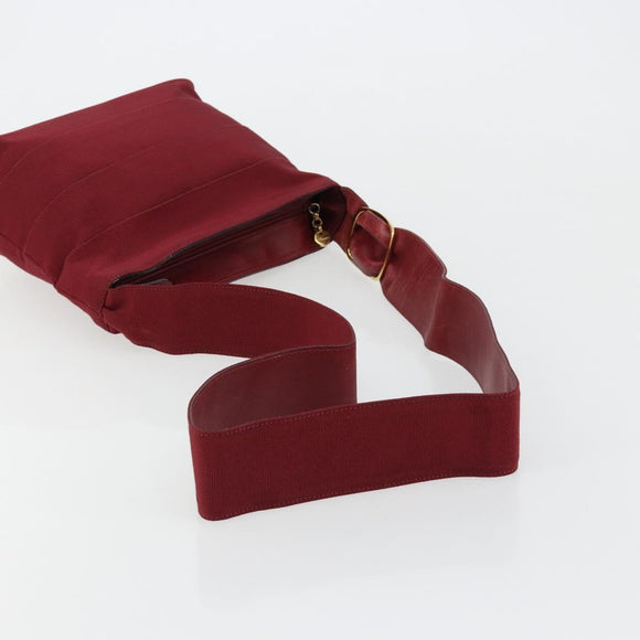 Salvatore Ferragamo Vala Shoulder Bag Canvas Leather Red Gold Auth ka4578A