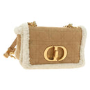 Christian Dior Caro Chain Schoudertas Mouton Beige Goud Auth ka4579SM-1