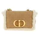 Christian Dior Caro Chain Schoudertas Mouton Beige Goud Auth ka4579SM-2
