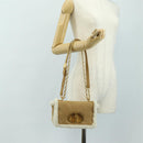 Christian Dior Caro Chain Schoudertas Mouton Beige Goud Auth ka4579SM-24