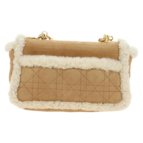 Christian Dior Caro Chain Schoudertas Mouton Beige Goud Auth ka4579SM