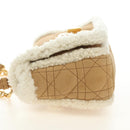 Christian Dior Caro Chain Schoudertas Mouton Beige Goud Auth ka4579SM-4