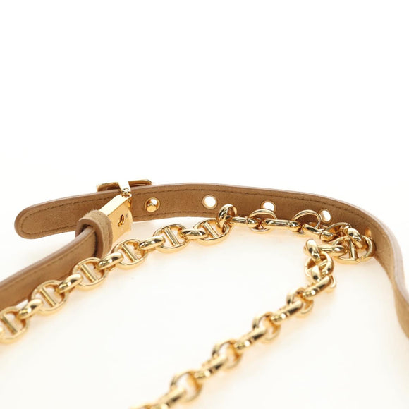 Christian Dior Caro Chain Schoudertas Mouton Beige Goud Auth ka4579SM
