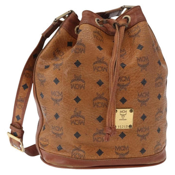 MCM Logogram Vicetos Shoulder Bag PVC Leather Brown Gold Auth ka458