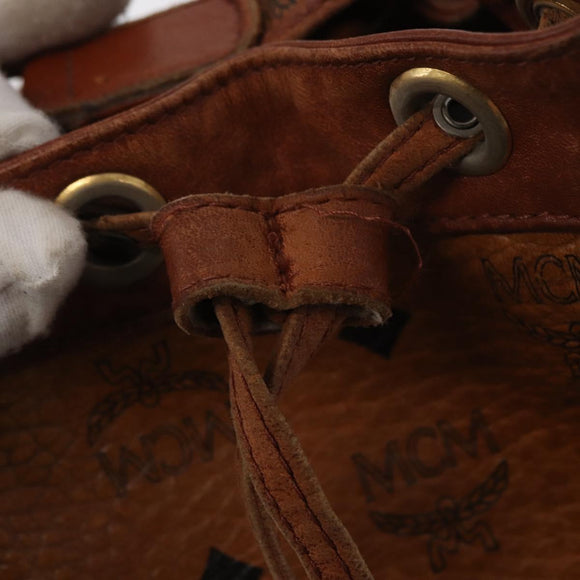 MCM Logogram Vicetos Shoulder Bag PVC Leather Brown Gold Auth ka458